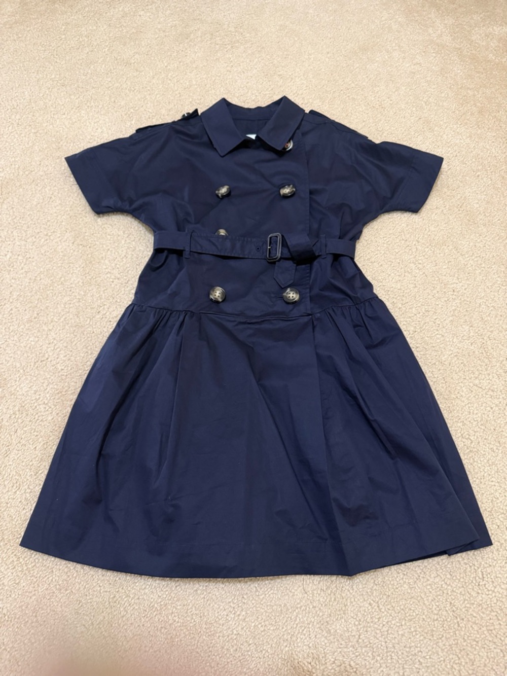 Gorg!! Burberry Navy Double-Breasted Belted Shirt Dress- 14y